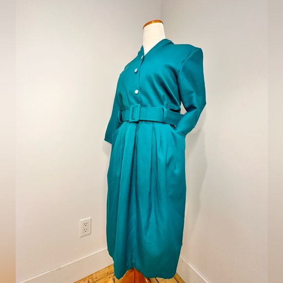 Vintage Dresses & Skirts - Vintage Teal Belted Midi Dress